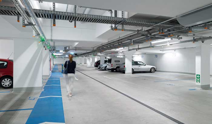 GreenParking 시스템이 설치된 Klosterhof 주차장